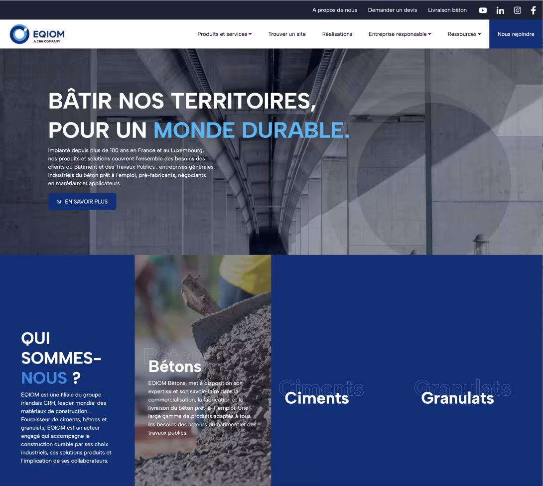 Capture d'écran site Eqiom